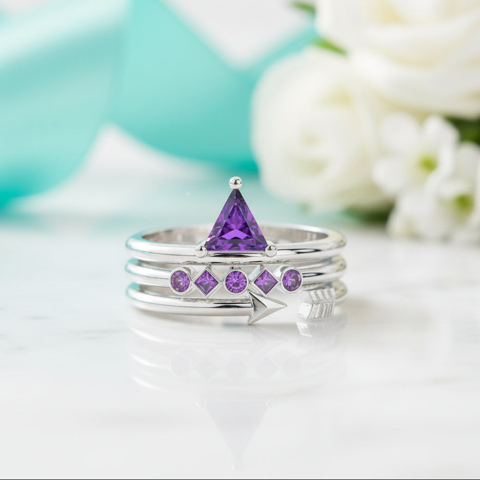 Amethyst Birthstone Ring in 14k Rose Gold-Evani Jewelry