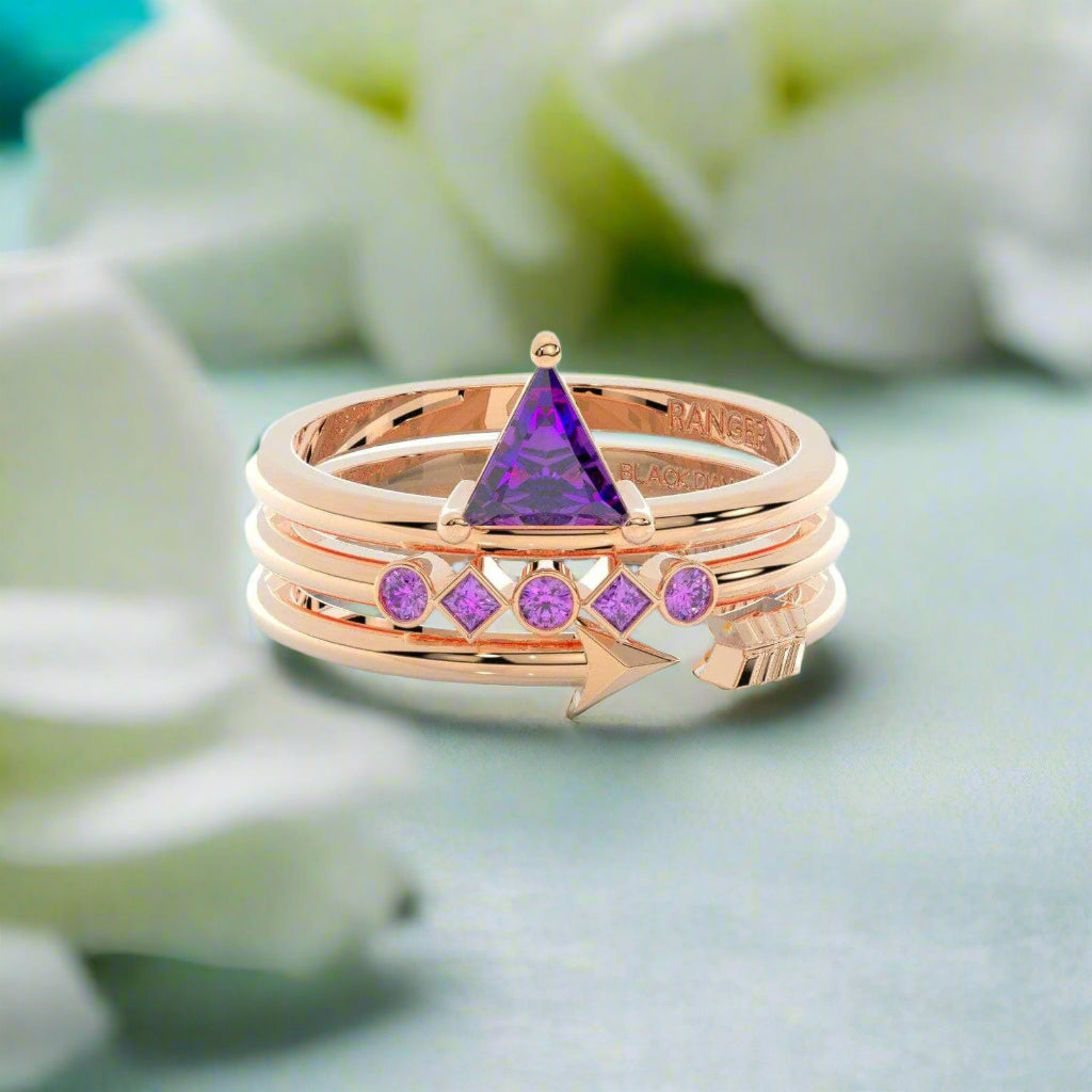 Archers and Rangers Ring Set- Video Game Inspired Rings in 14k Yellow Gold-Evani Naomi Jewelry