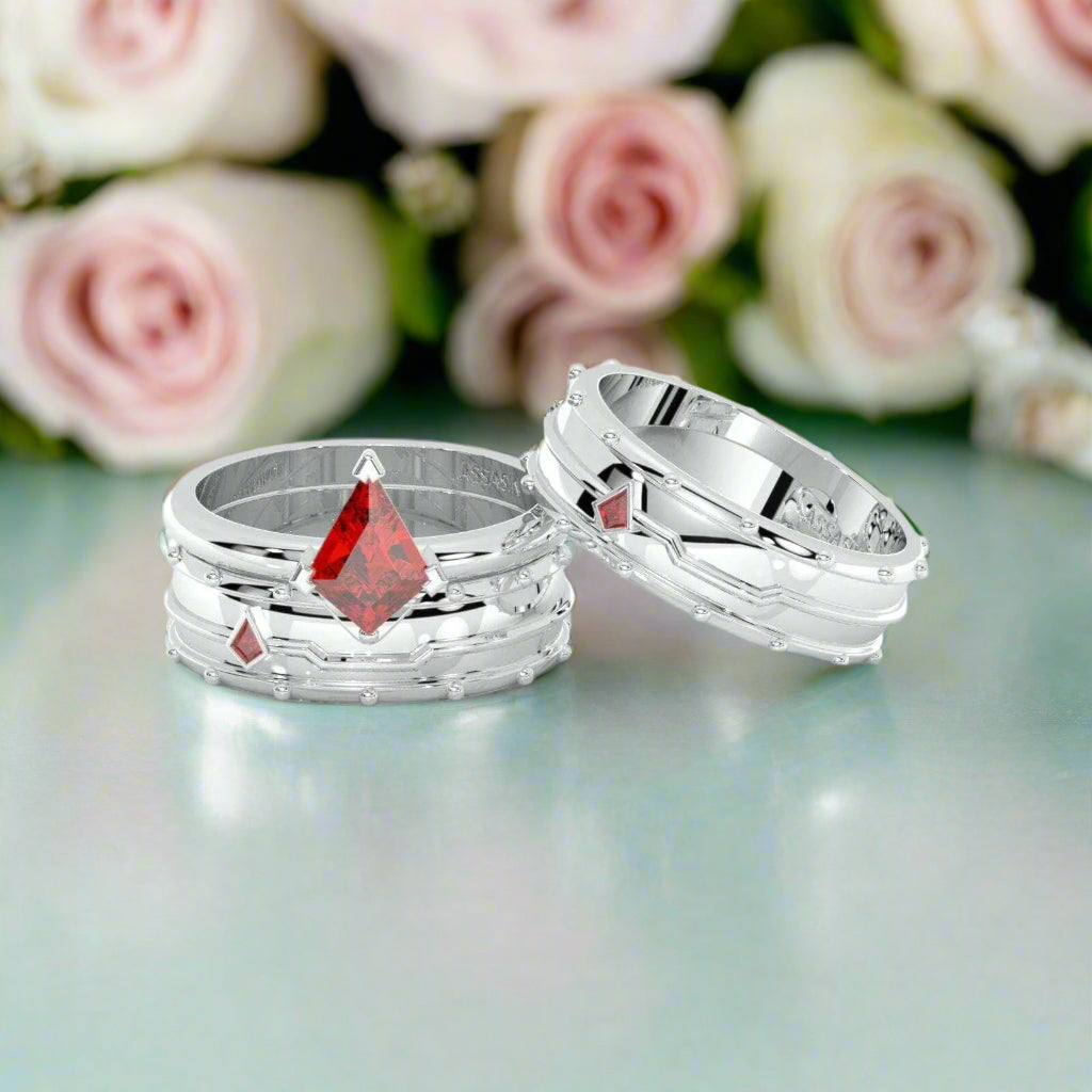 Assasin's Promise Ring Set (Women)- Video Game Inspired Rings in14k Yellow Gold-Evani Naomi Jewelry