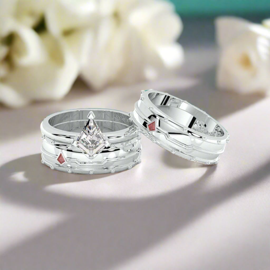 Assasin's Promise Ring Set (Women)- Video Game Inspired Rings in14k Yellow Gold-Evani Naomi Jewelry