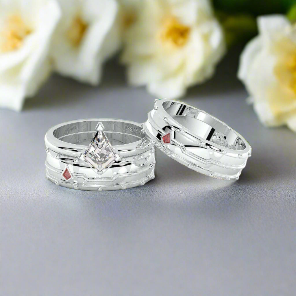 Assasin's Promise Ring Set (Women)- Video Game Inspired Rings in14k Yellow Gold-Evani Naomi Jewelry