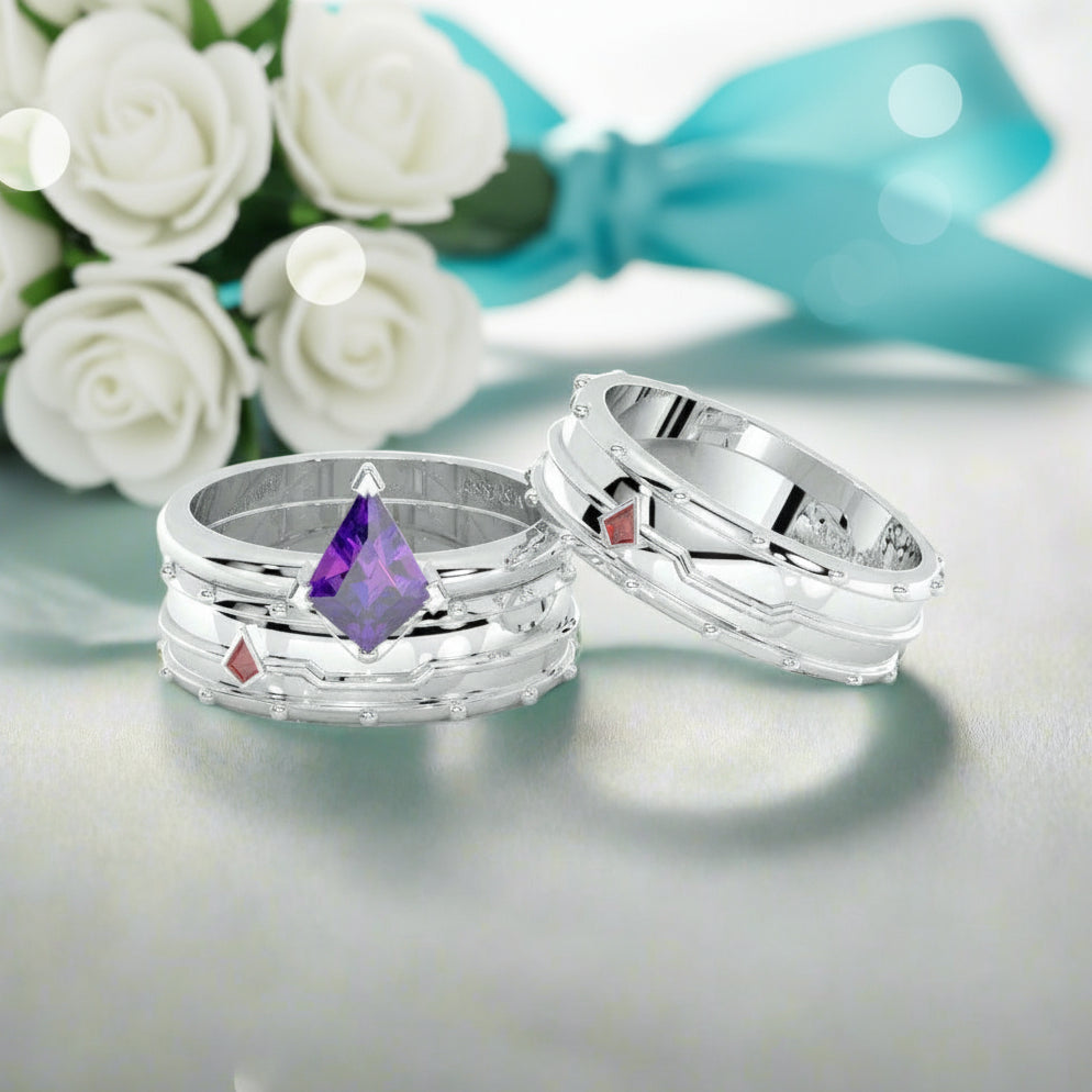Amethyst Promise Ring (Unisex) in 14k Rose Gold-Evani Jewelry