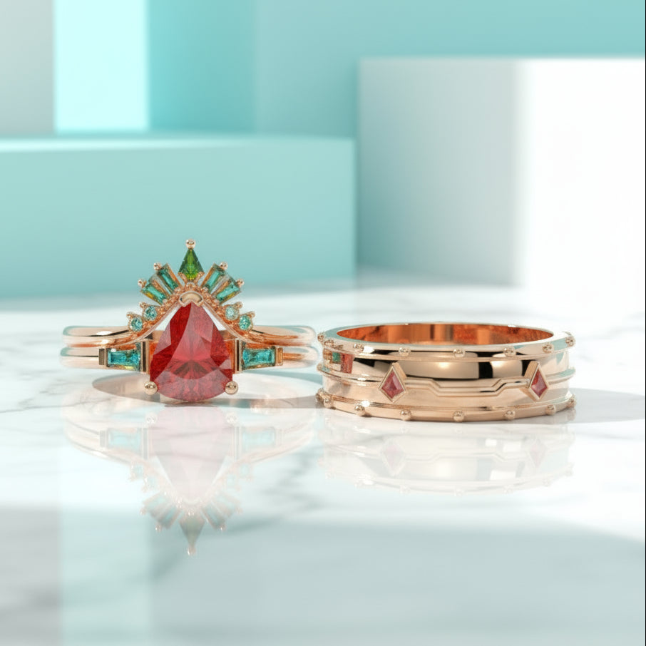 Engagement Ring in 14k Yellow Gold with Ruby Stone-Evani Jewelry