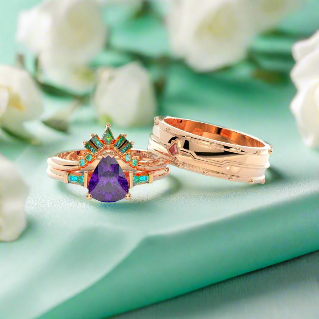 Assassin's Romance Engagement Ring- Video Game Inspired Rings in 14k Yellow Gold-Evani Naomi Jewelry