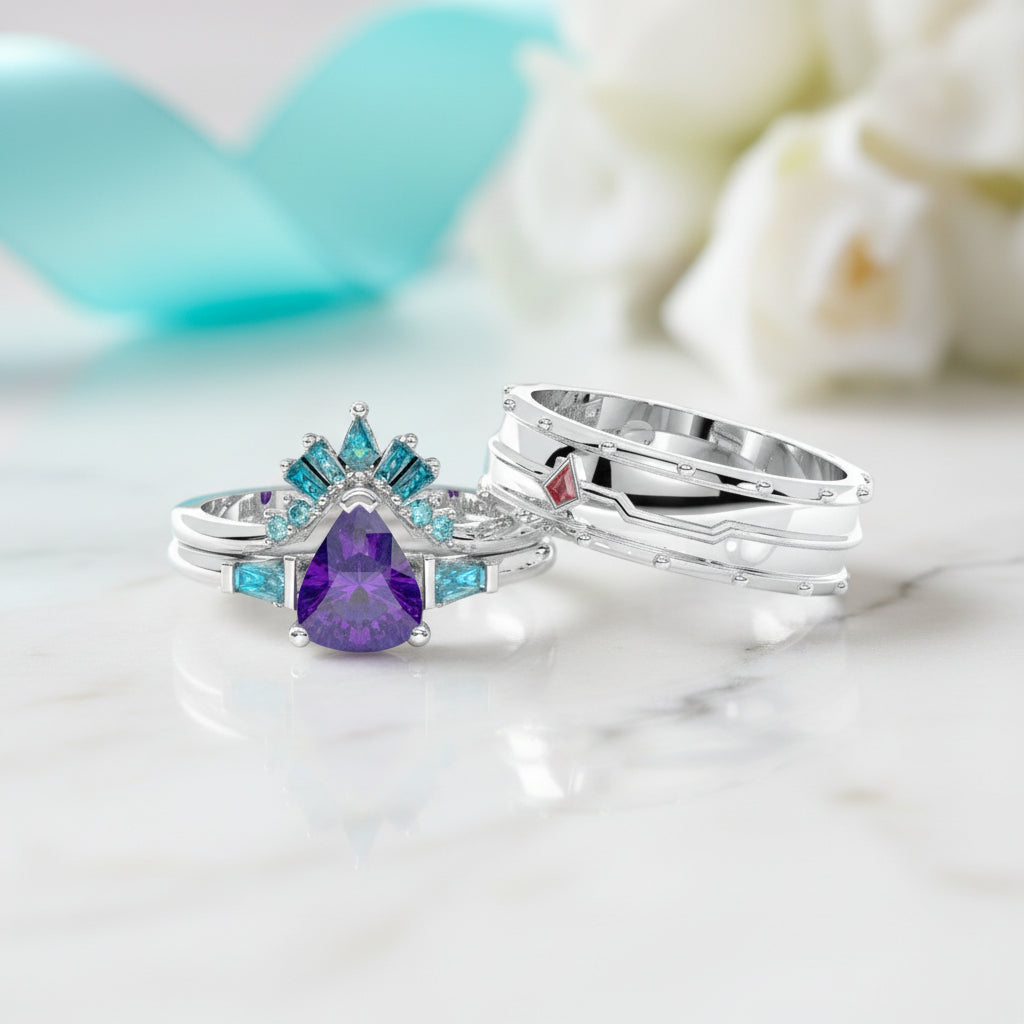 Amethyst Engagement Ring in 14k Rose Gold-Evani Jewelry