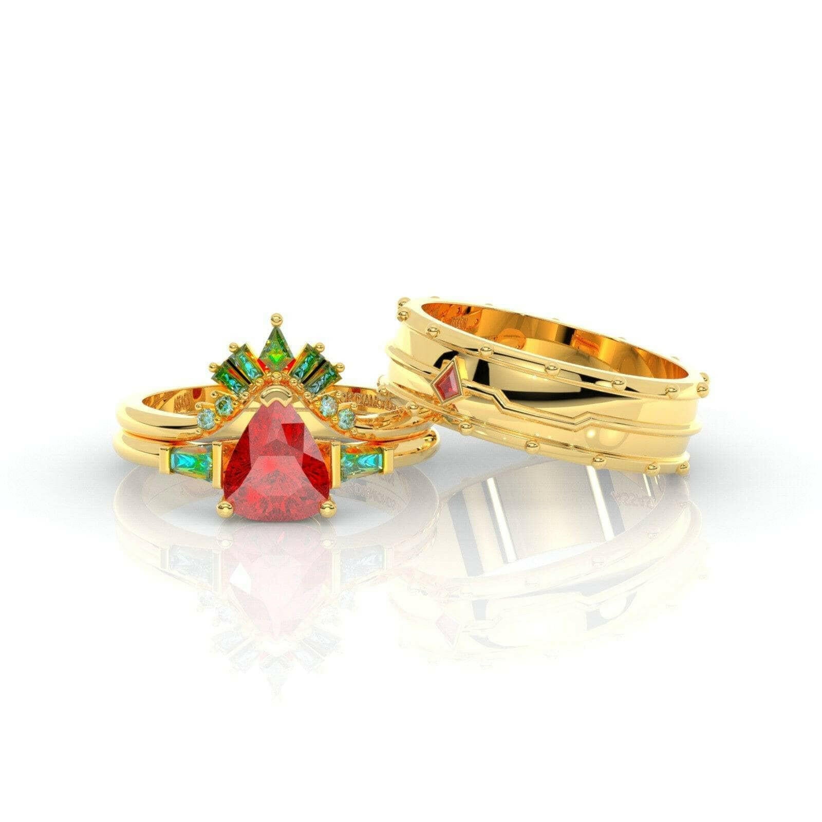 Assasin's Romance (Unisex)- Video Game Inspired Rings in 14k Yellow Gold-Evani Naomi Jewelry