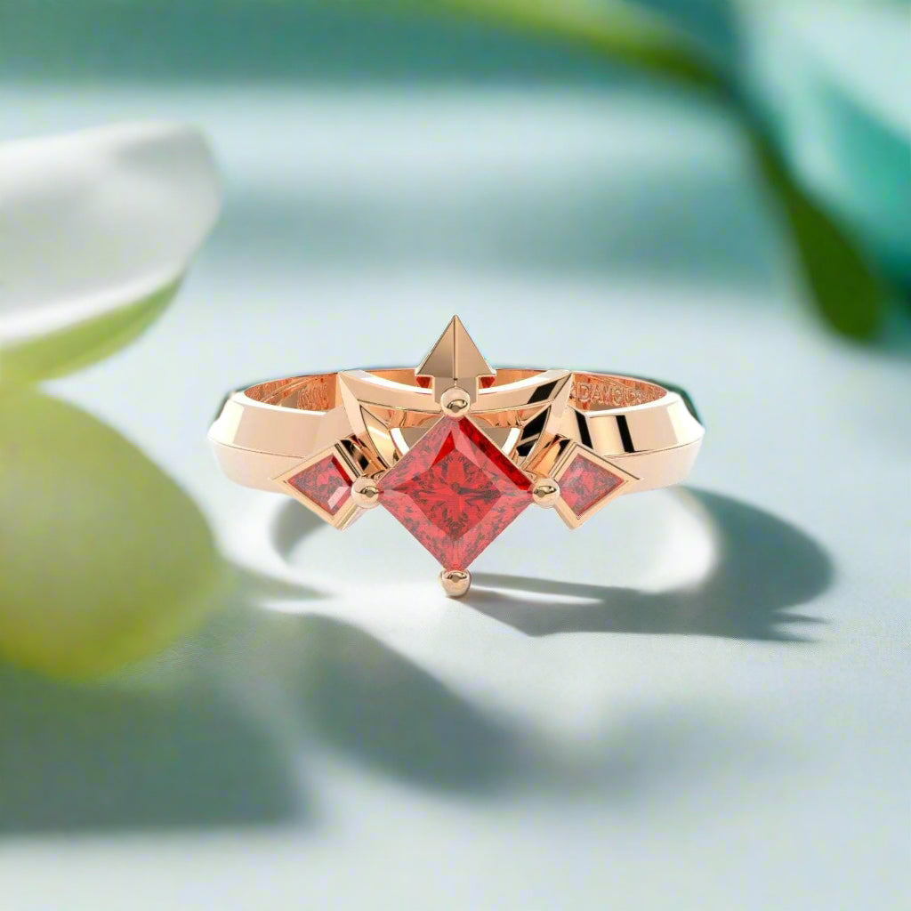 Assassin's Two-Piece Ring Set Video Game Inspired Rings in Princess-cut 14k Yellow Gold-Evani Naomi Jewelry