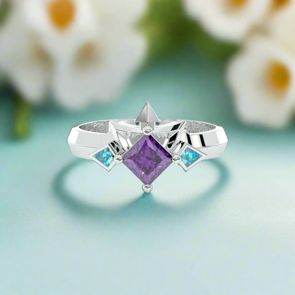 Assassin's Two-Piece Ring Set Video Game Inspired Rings in Princess-cut 14k Yellow Gold-Evani Naomi Jewelry
