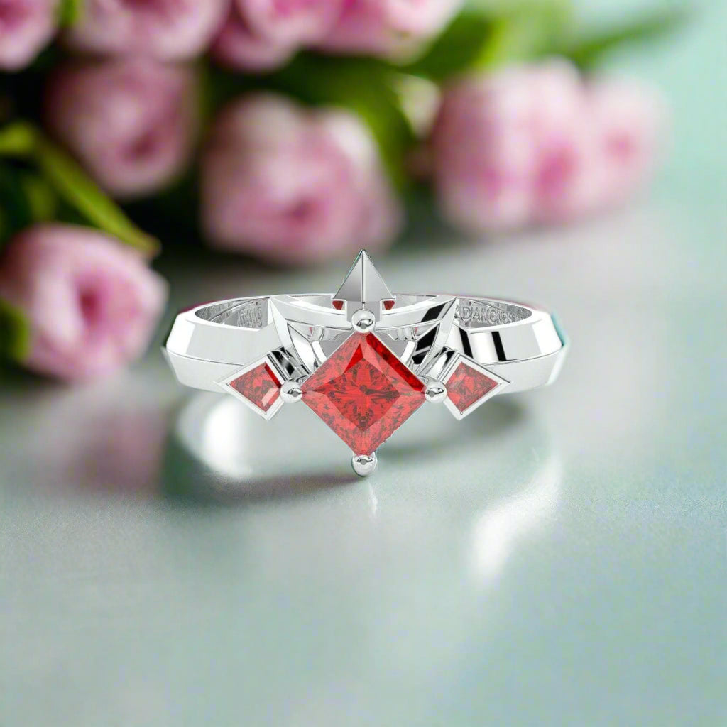 Assassin's Two-Piece Ring Set Video Game Inspired Rings in Princess-cut 14k Yellow Gold-Evani Naomi Jewelry