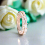 Baguette and Round Diamond Wedding Band-Evani Naomi Jewelry