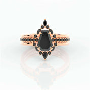 Be Mine Forever Gothic Wedding Rings in 14k Gold Radiant Coffin Cut Diamond-Evani Naomi Jewelry