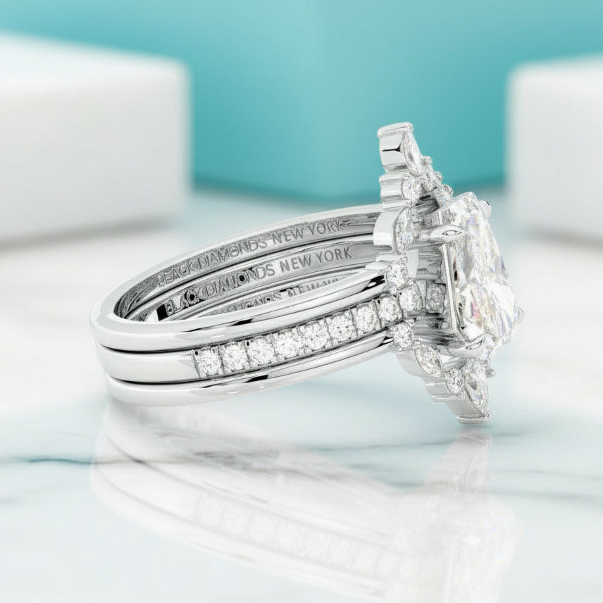 Gothic Wedding Rings in 14k Gold Radiant Coffin Cut Diamond Birthstone-Evani Jewelry