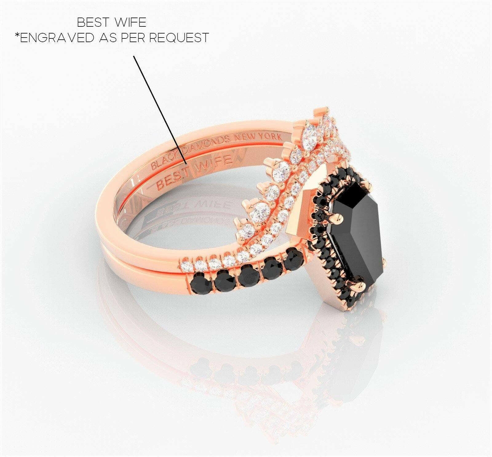 Best Love Gothic Wedding Rings in Rare Coffin Cut Diamond-Evani Naomi Jewelry
