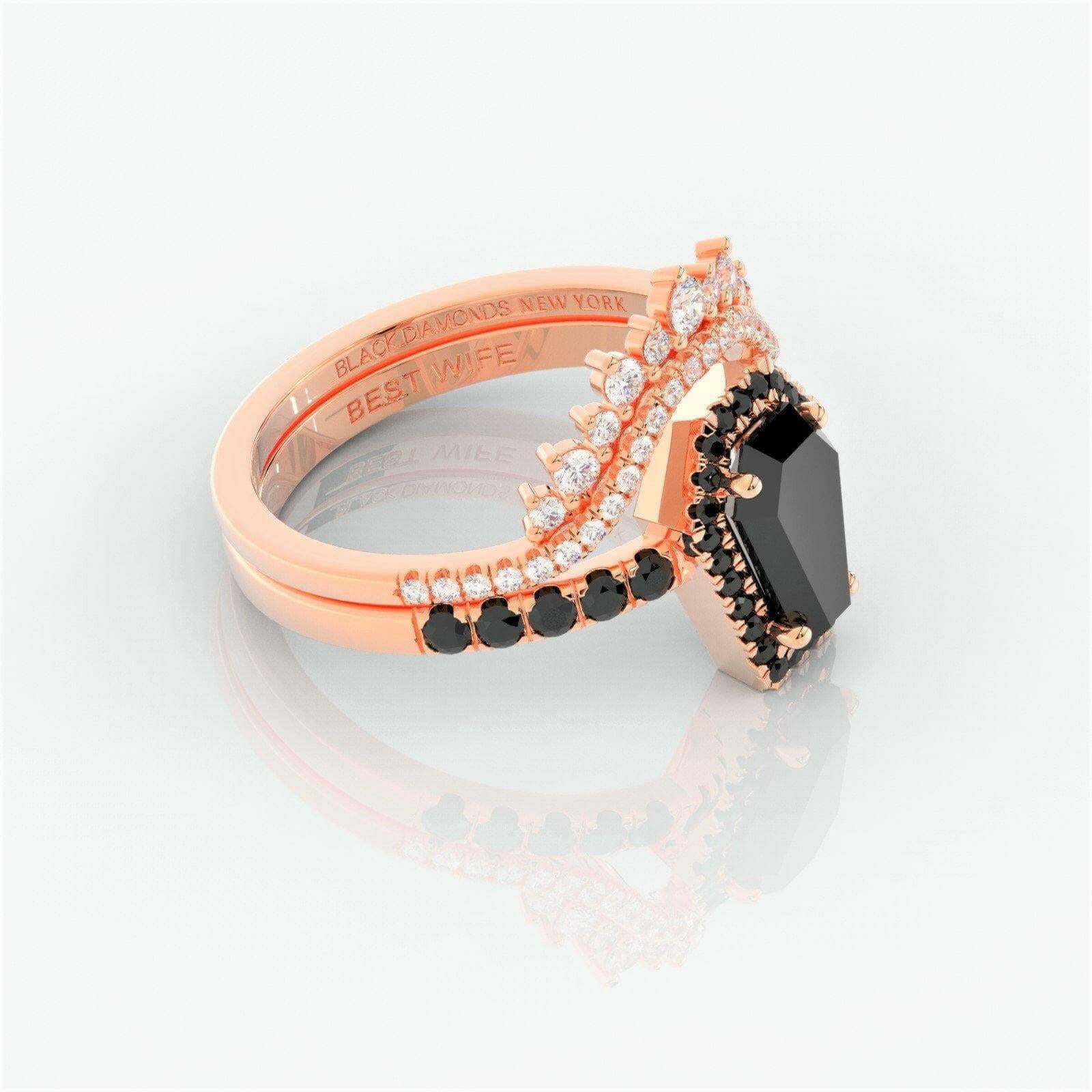 Best Love Gothic Wedding Rings in Rare Coffin Cut Diamond-Evani Naomi Jewelry