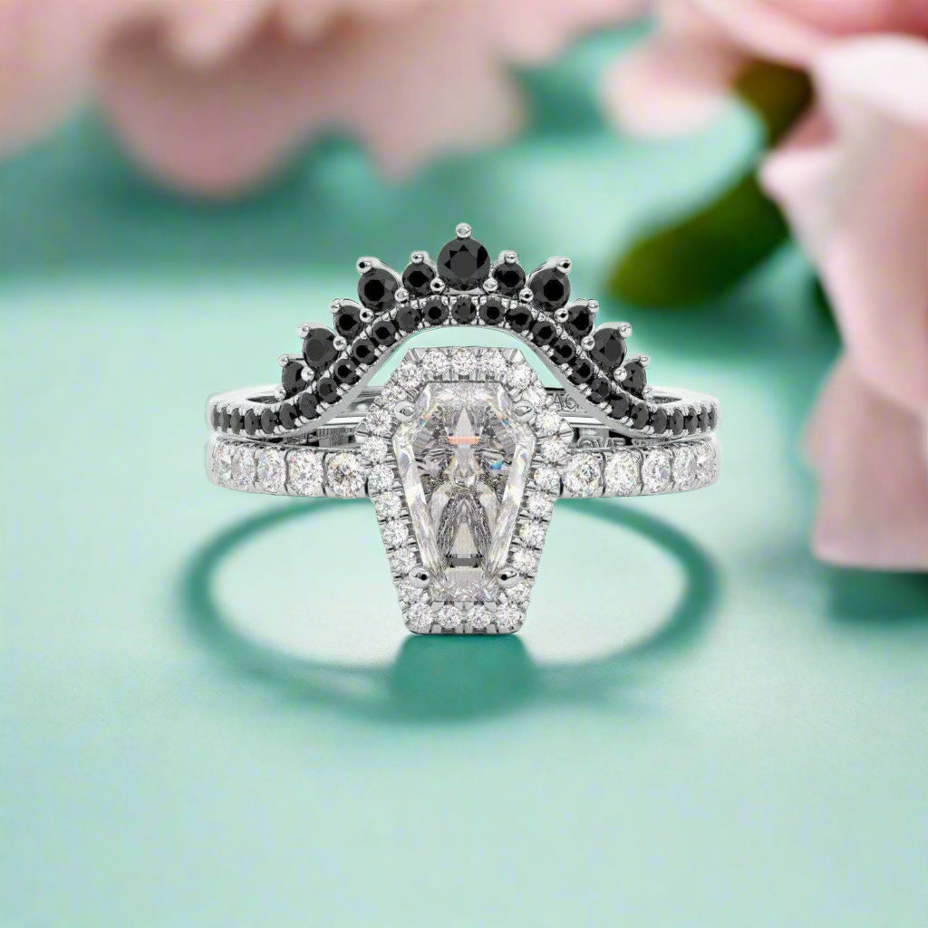 Best Love Gothic Wedding Rings in Rare Coffin Cut Diamond-Evani Naomi Jewelry