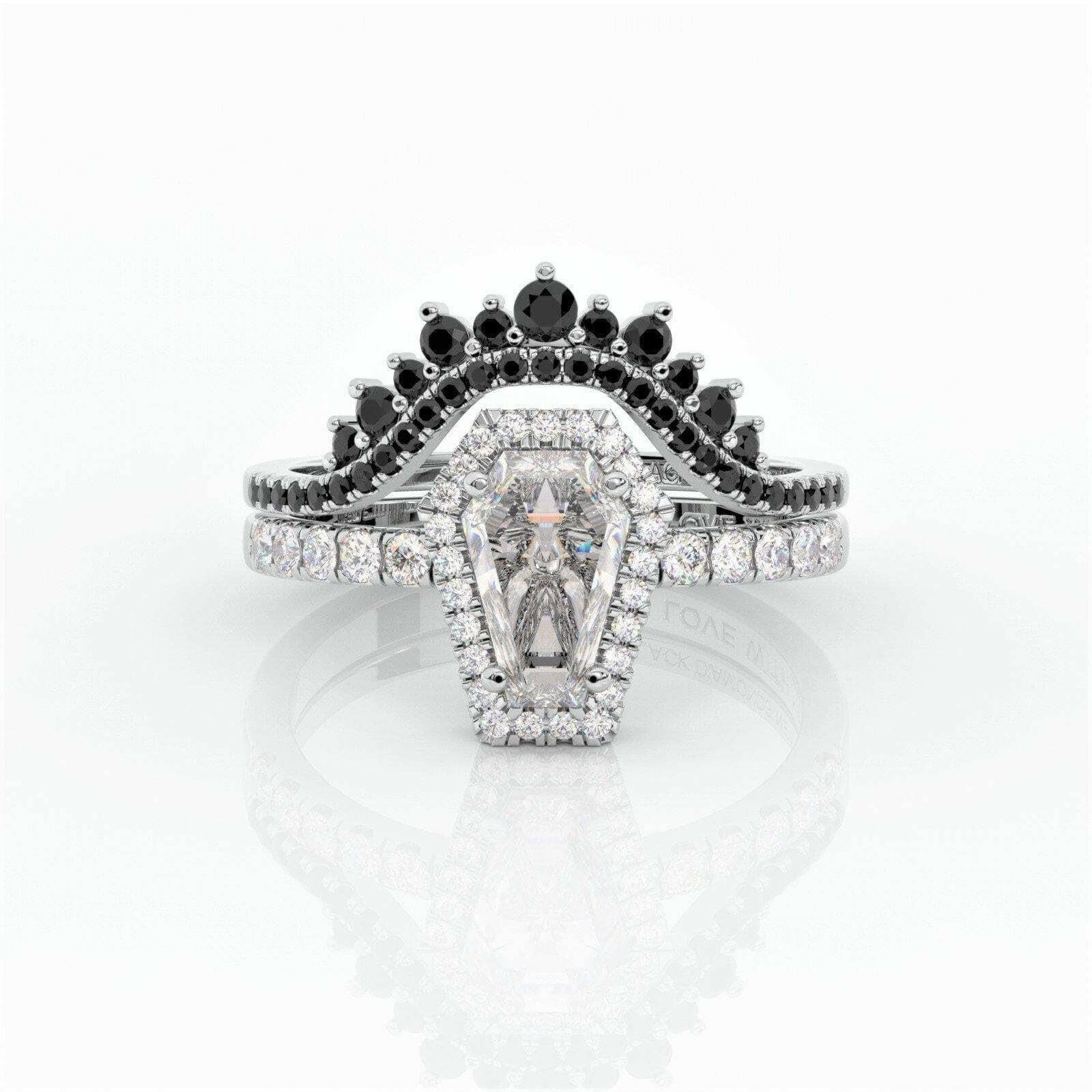 Best Love Gothic Wedding Rings in Rare Coffin Cut Diamond-Evani Naomi Jewelry
