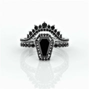 Best Love Gothic Wedding Rings in Rare Coffin Cut Diamond-Evani Naomi Jewelry