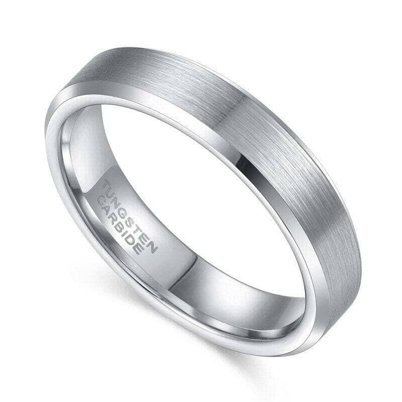 Beveled Brushed Unisex Tungsten Wedding Band-Evani Naomi Jewelry