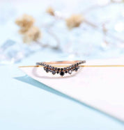 Black Diamond Stackable Rose Gold Wedding Band-Evani Naomi Jewelry