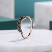 Black Diamond Stackable Rose Gold Wedding Band-Evani Jewelry