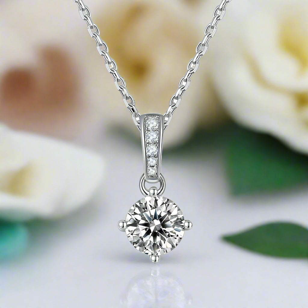 Brilliant 1.0 ct Diamond Solitaire Simple Necklace-Evani Jewelry