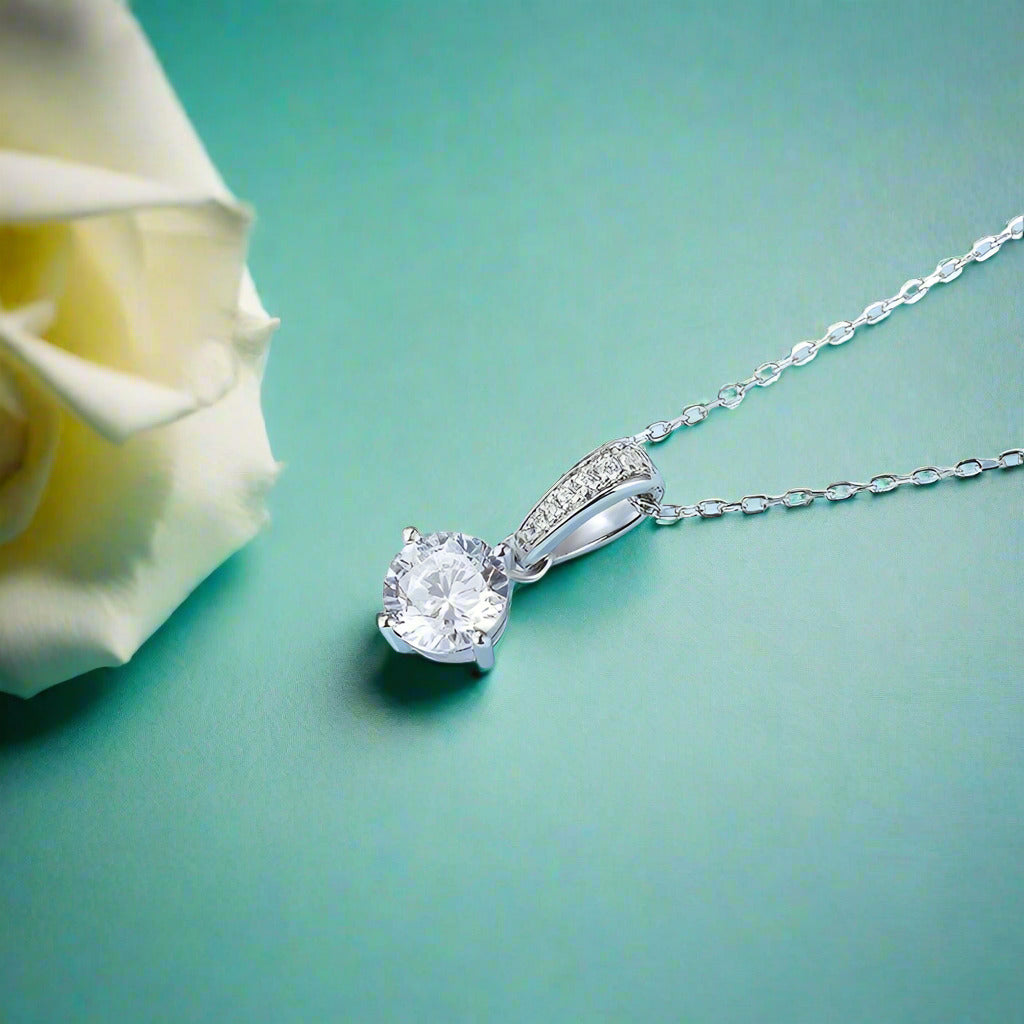 Brilliant 1.0 ct Diamond Solitaire Simple Necklace-Evani Jewelry