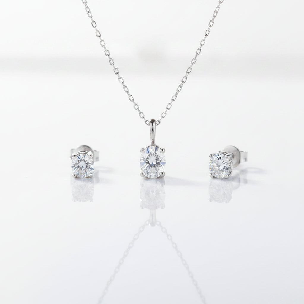 Brilliant 1.0 ct Oval-cut Diamond Jewelry Set-Evani Jewelry