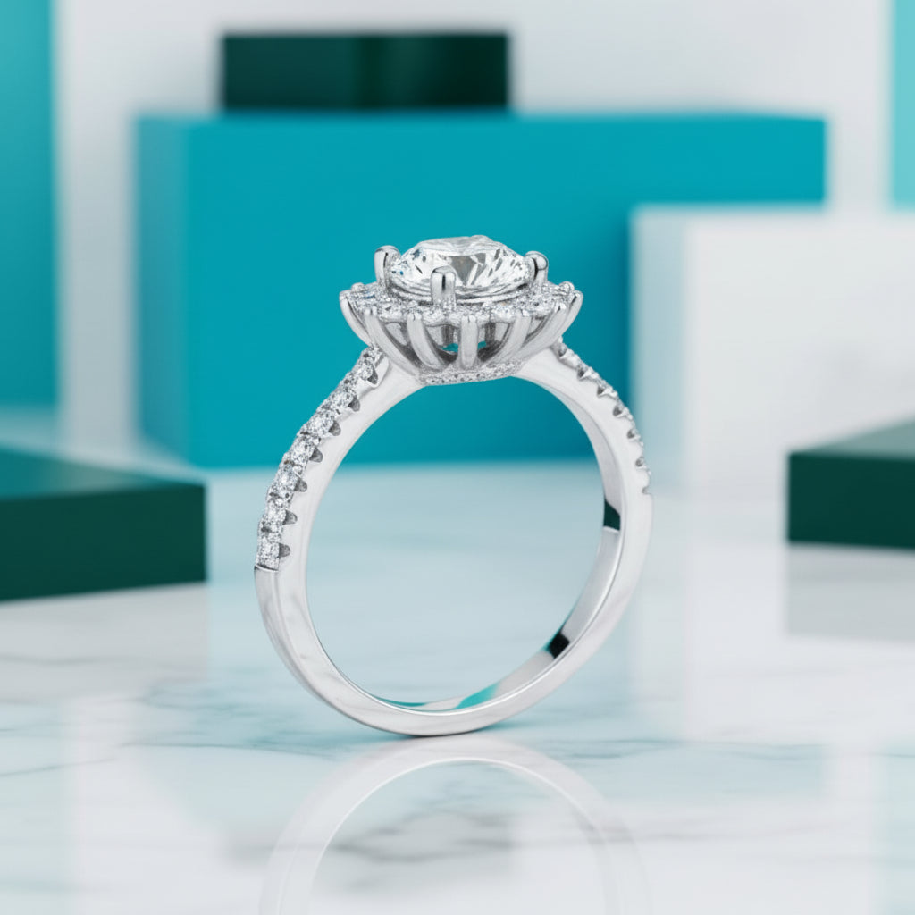 Brilliant 3.00 ct Diamond Sunflower Shaped Engagement Ring-Evani Jewelry