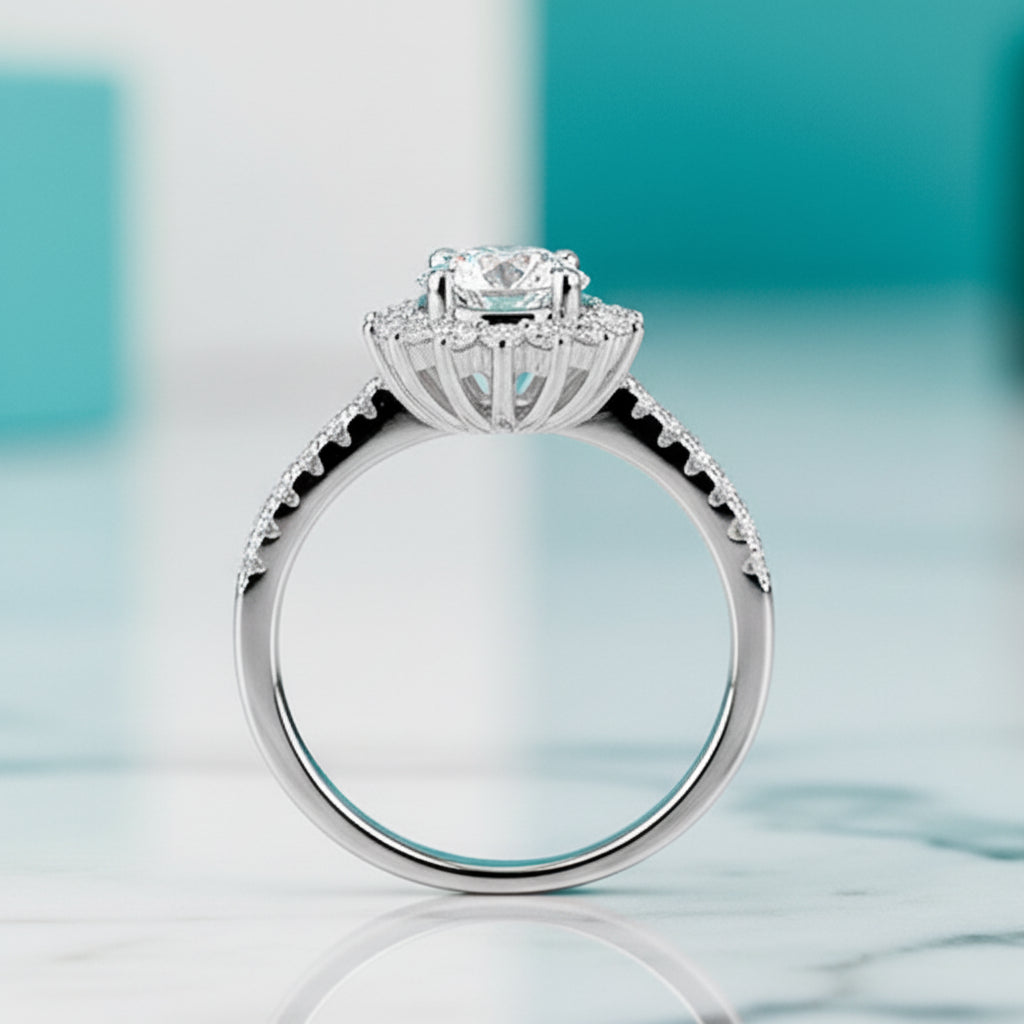 Brilliant 3.00 ct Diamond Sunflower Shaped Engagement Ring-Evani Jewelry