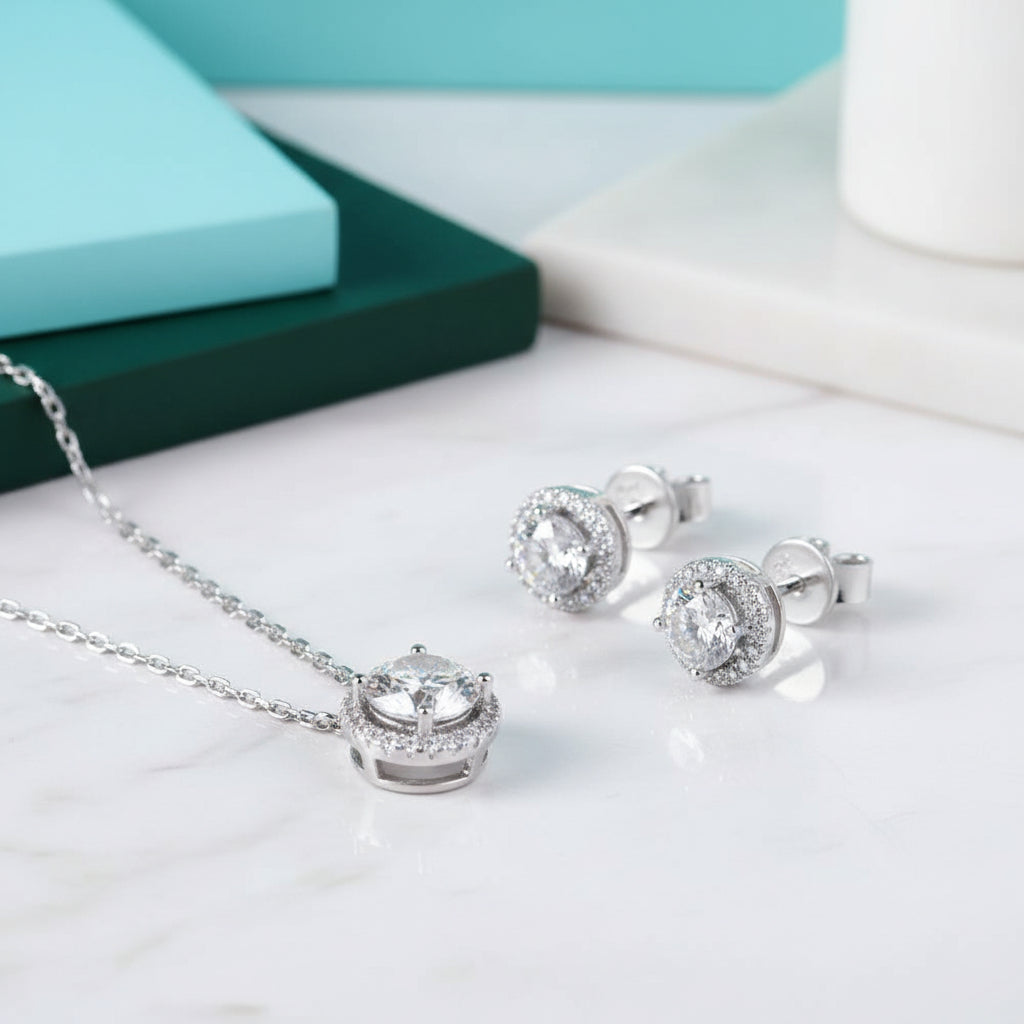 Brilliant Round-cut Diamond Jewelry Set-Evani Jewelry