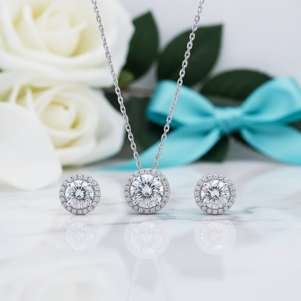 Brilliant Round-cut Diamond Jewelry Set-Evani Jewelry