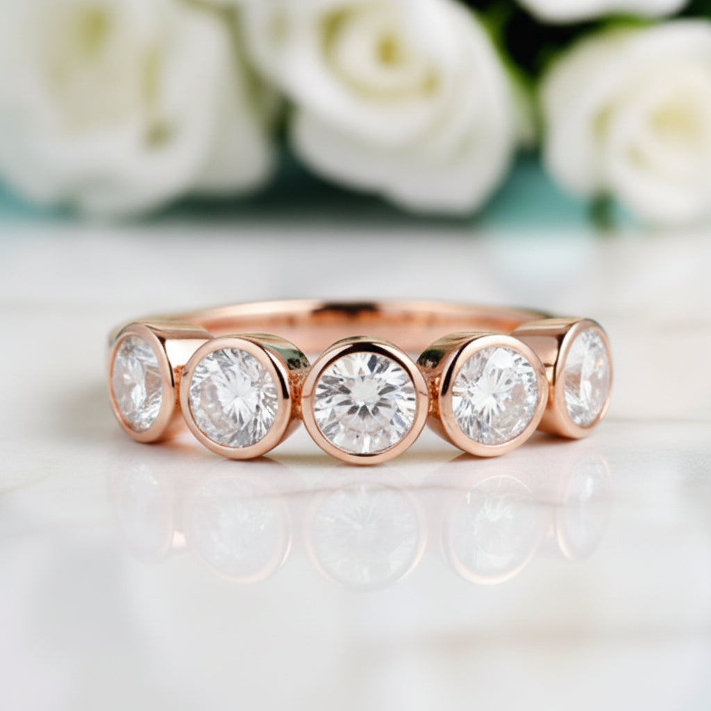 Bubble Style 1.5ctw Diamond Half Eternity Wedding Band-Evani Jewelry