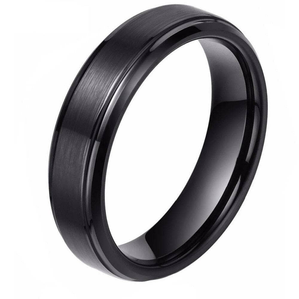 Casual 6mm Black Tungsten Men's Wedding Band-Evani Naomi Jewelry