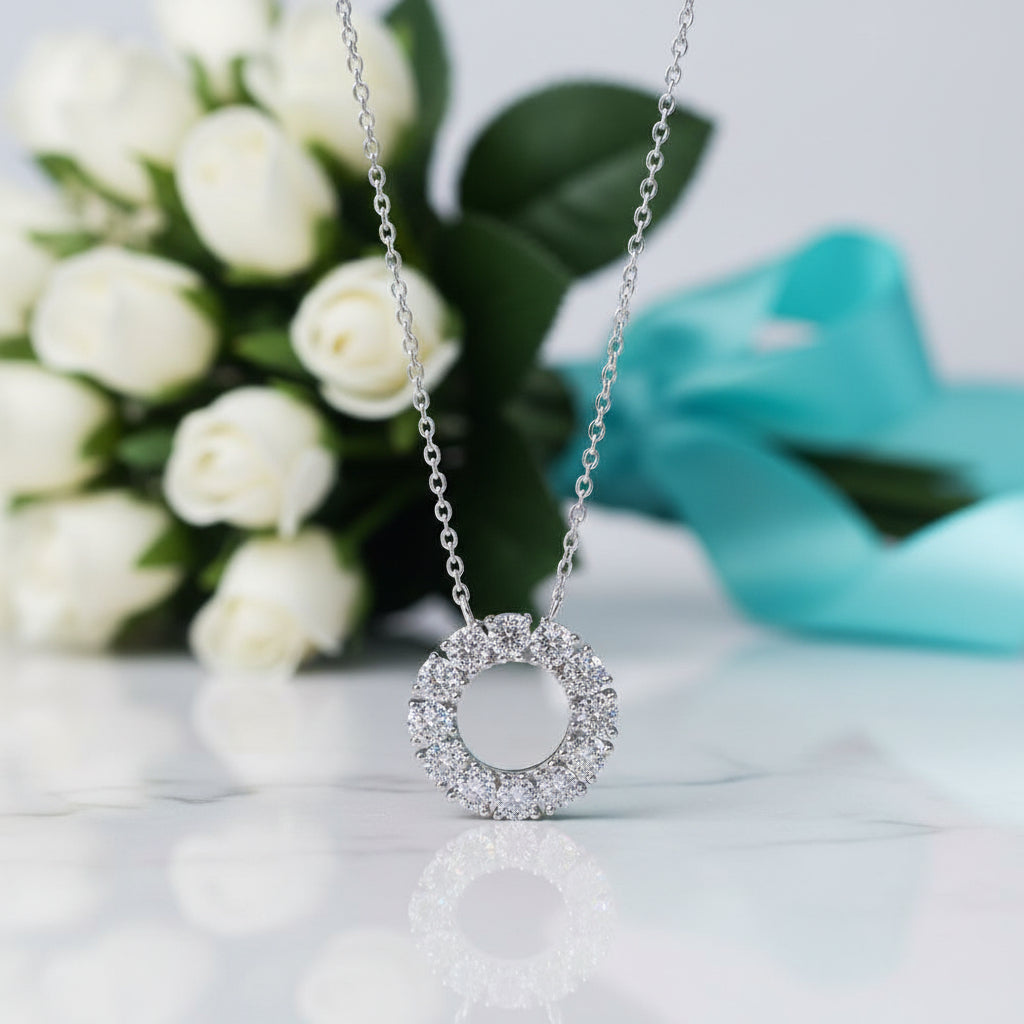 Circular 1.2 ct Diamond Pendant Necklace-Evani Jewelry