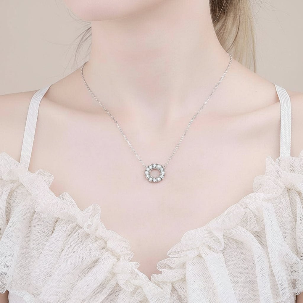 Circular 1.2 ct Diamond Pendant Necklace-Evani Jewelry