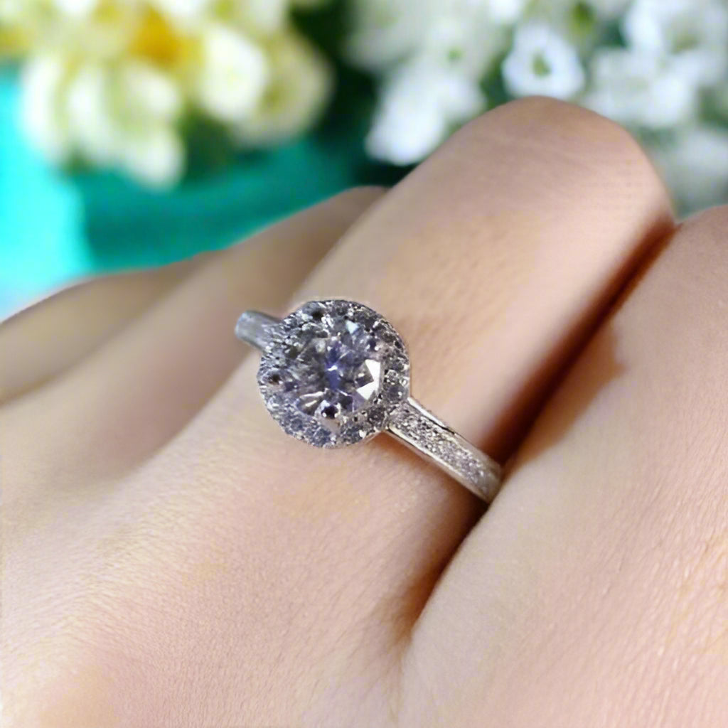 Classic 0.5 ct Diamond Halo Engagement Ring-Evani Naomi Jewelry