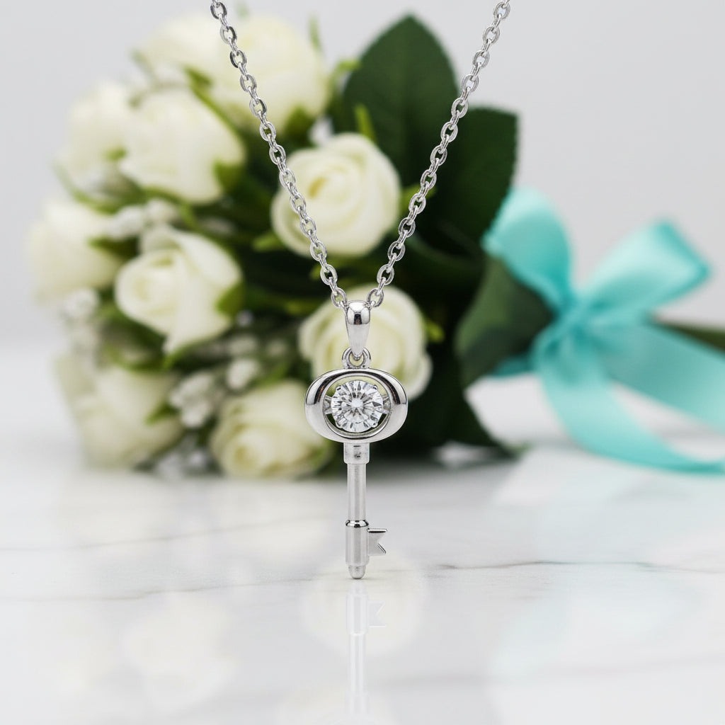 Classic 0.5 ct Diamond Key Shaped Necklace-Evani Jewelry