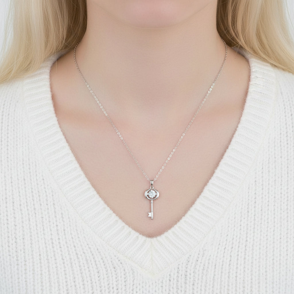 Classic 0.5 ct Diamond Key Shaped Necklace-Evani Jewelry