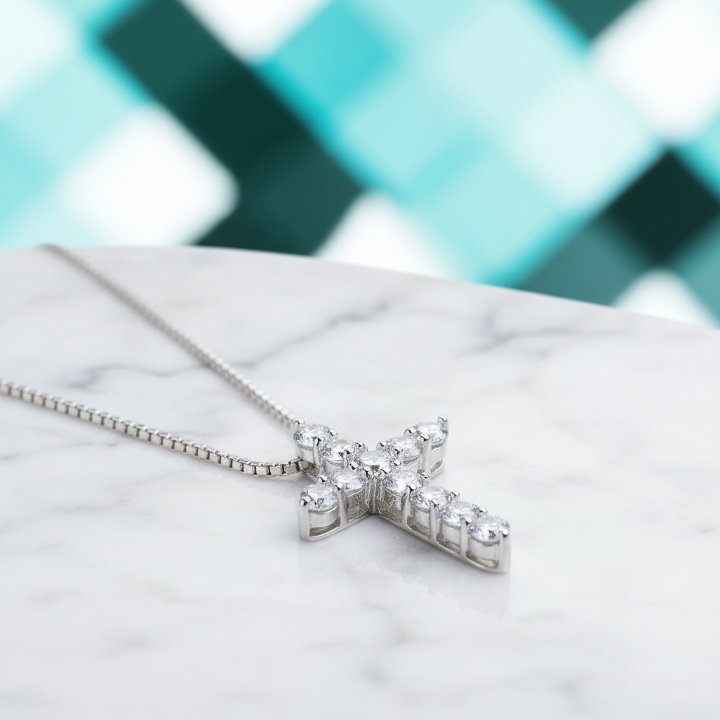 Classic 12 Pieces Round Diamond Cross Necklace-Evani Jewelry