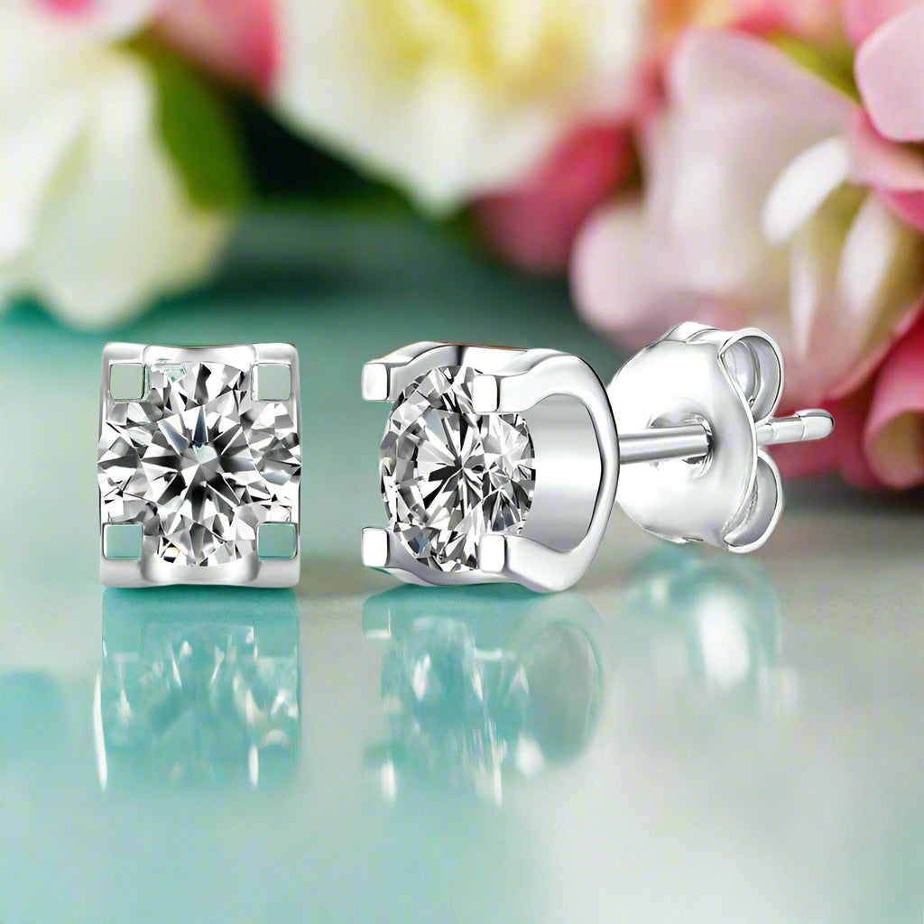 Classic 1.0 ct Diamond Ox Stud Earrings-Evani Naomi Jewelry