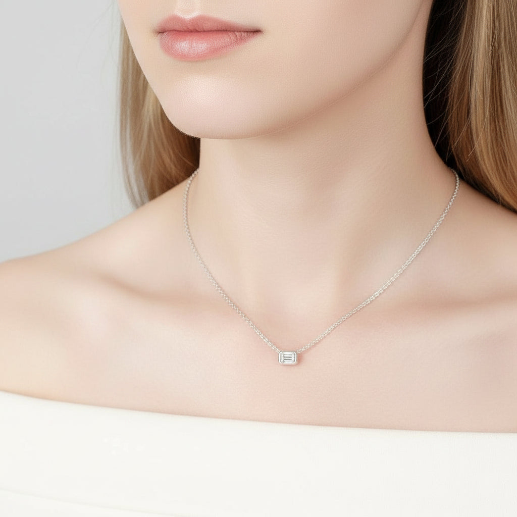Classic 1.0 ct Emerald-cut Diamond Necklace-Evani Jewelry