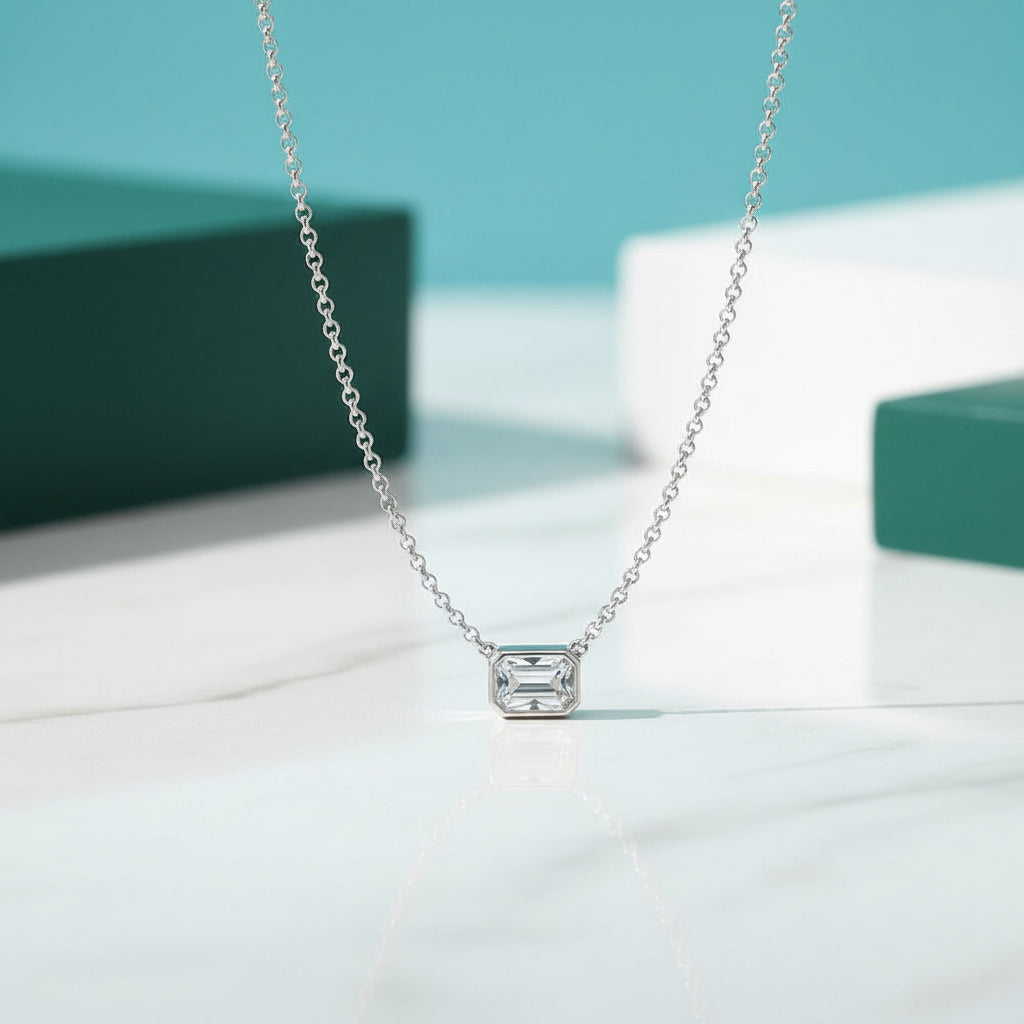 Classic 1.0 ct Emerald-cut Diamond Necklace-Evani Jewelry