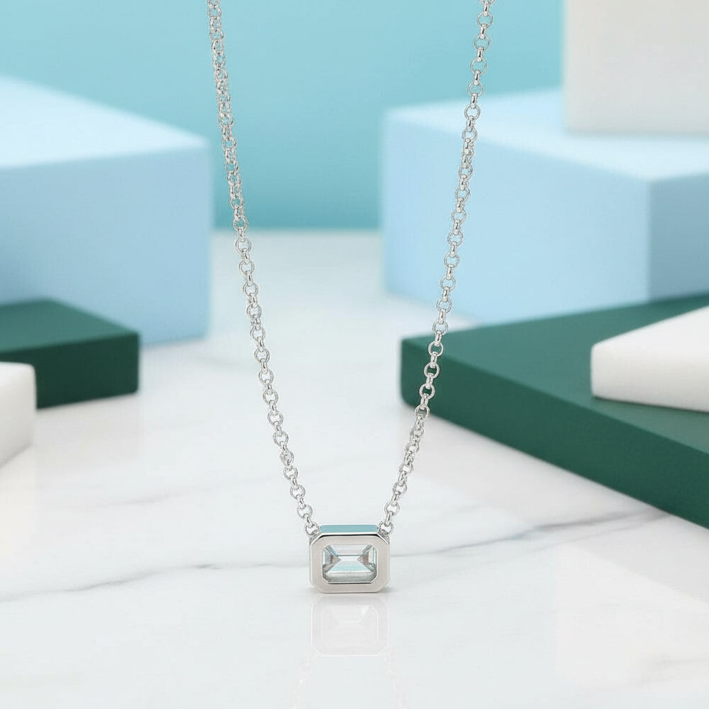 Classic 1.0 ct Emerald-cut Diamond Necklace-Evani Jewelry