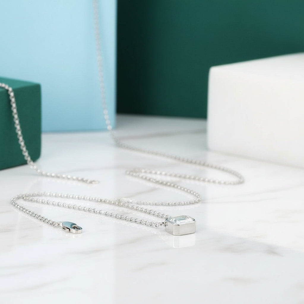 Classic 1.0 ct Emerald-cut Diamond Necklace-Evani Jewelry
