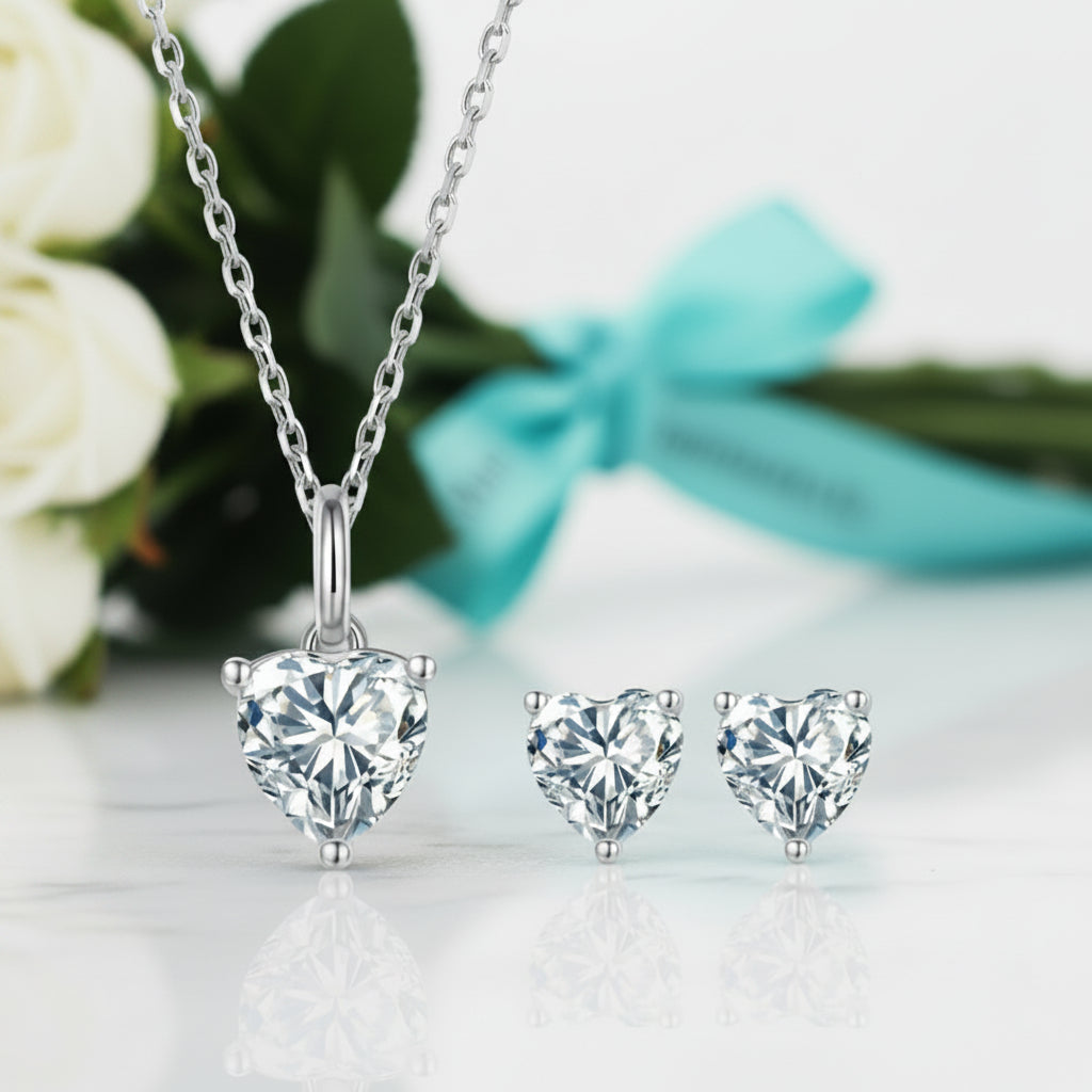 Classic 1.0 ct Heart Diamond Jewelry Set-Evani Jewelry