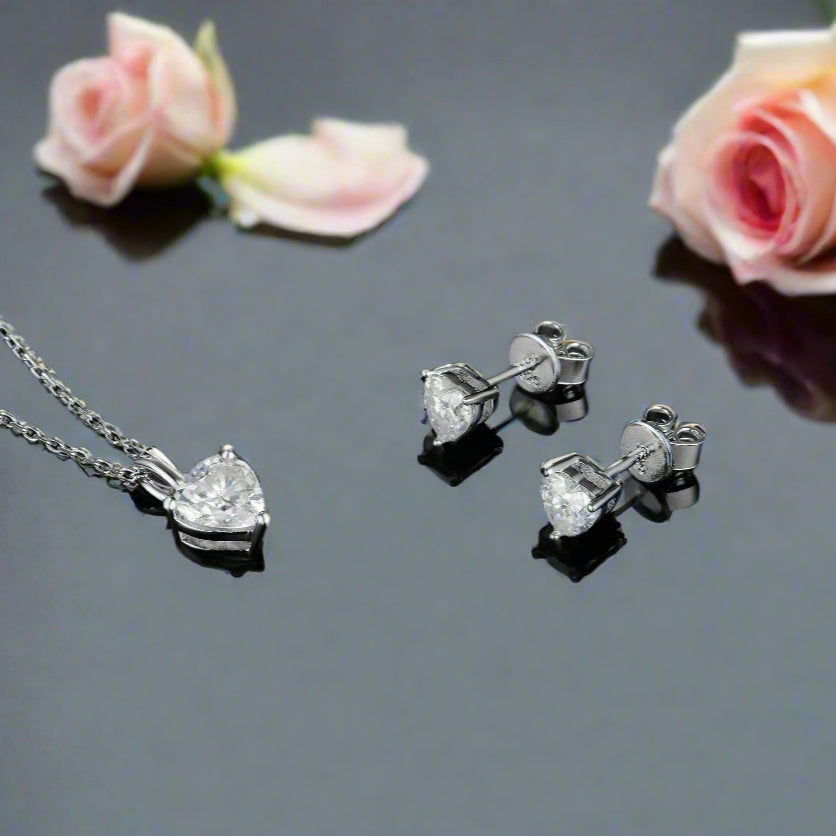 Classic 1.0 ct Heart Diamond Jewelry Set-Evani Naomi Jewelry