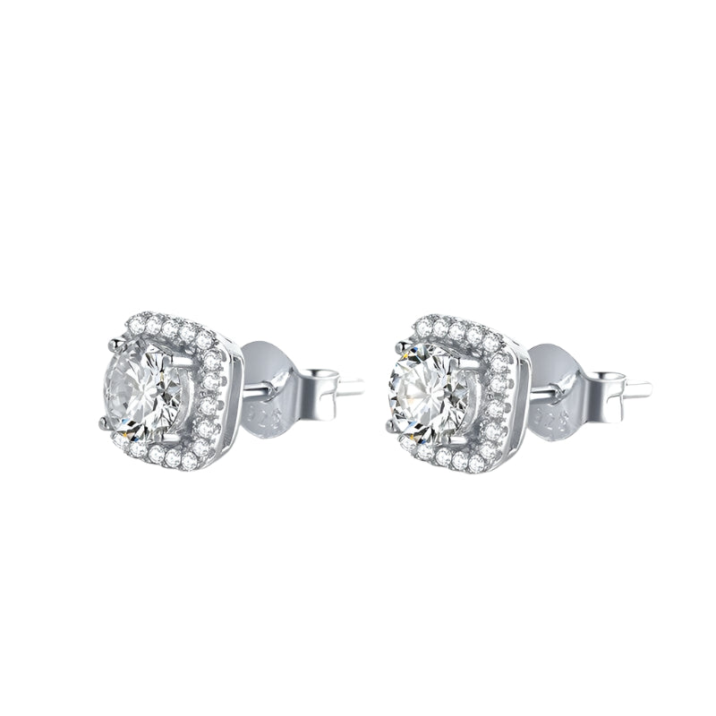 Classic 1.0 ct Round Diamond Halo Stud Earrings-Evani Naomi Jewelry