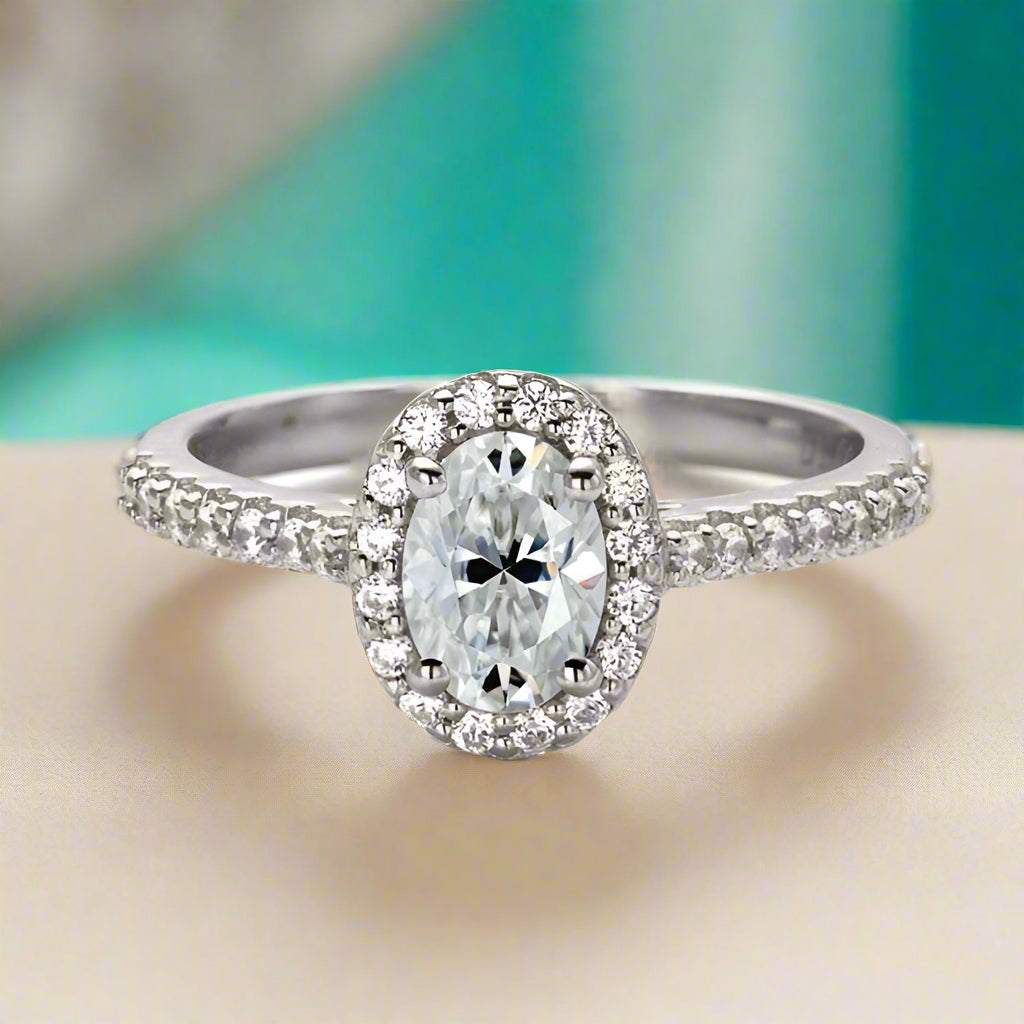 Classic 1.00 ct Oval Halo Diamond Engagement Ring-Evani Jewelry