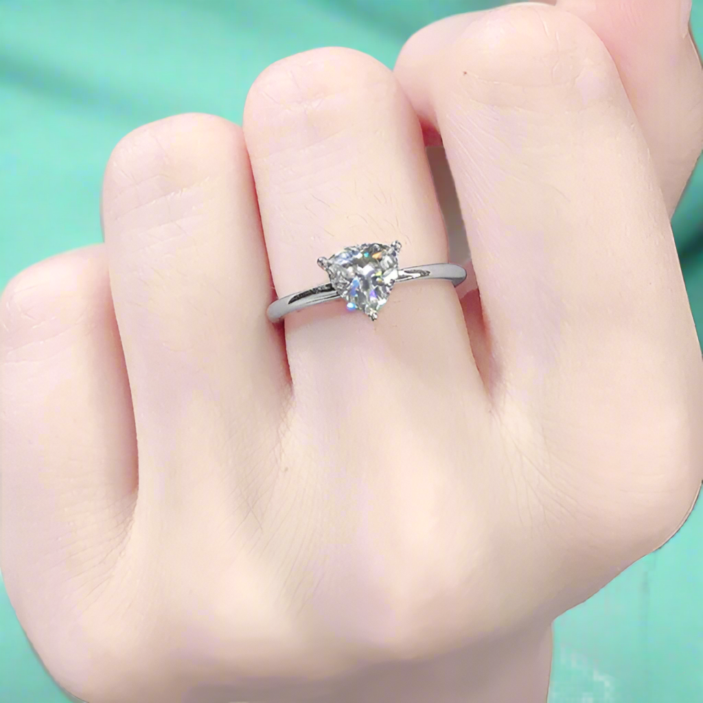Classic 1.00 ct Trillion Diamond Solitaire Engagement Ring-Evani Jewelry