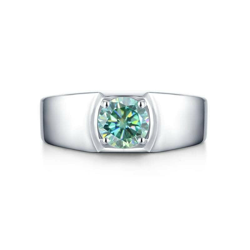 Classic 1.0ct Green Diamond Adjustable Men's Ring in White Gold-Evani Jewelry